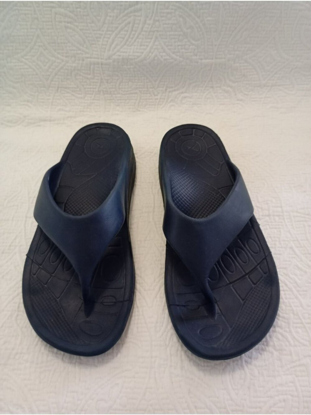 Aetrex Mens Navy Orthotic Sandals Size 10 Comfortable Arch Support Flip-Flops